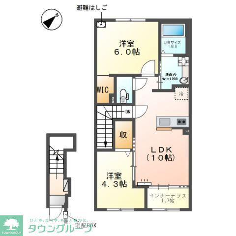 メルヴェール(2LDK/2階)の間取り写真