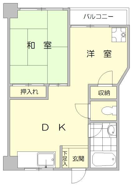 景雲ハイツ(1LDK/1階)の間取り写真