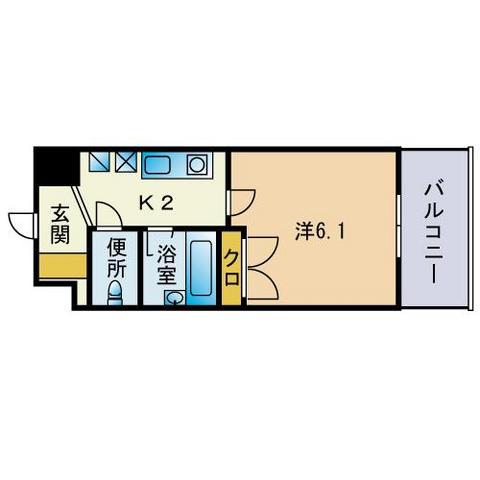 ハートマンション(1K/6階)の間取り写真