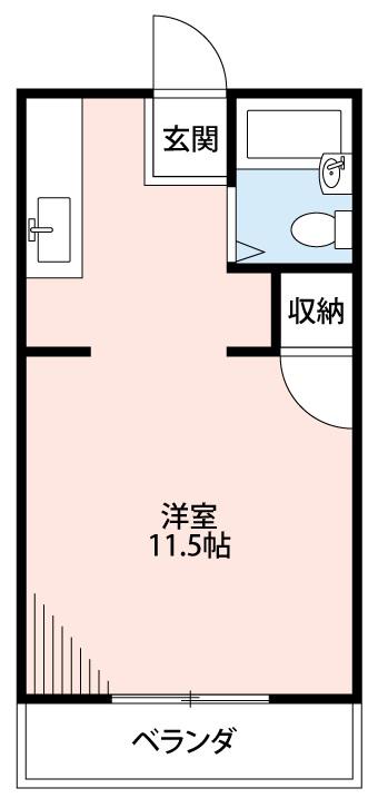 ジュネス 三ヶ根(ワンルーム/2階)の間取り写真