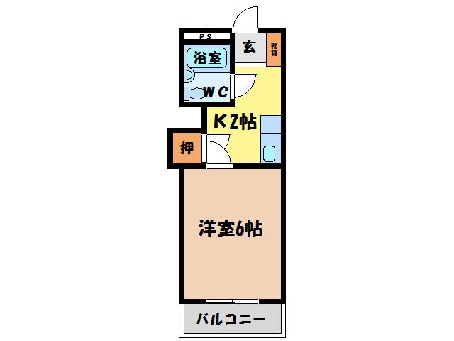 アポスタ蔵本公園(1K/2階)の間取り写真