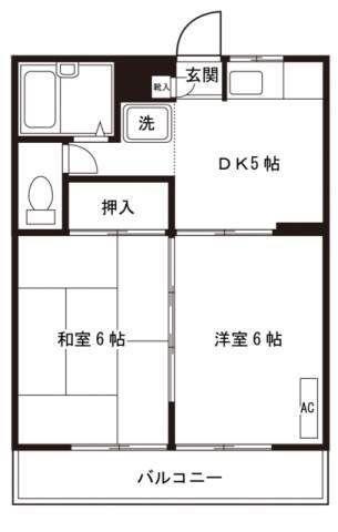 ピア永田(2DK/3階)の間取り写真