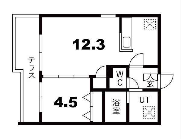 URBAN FLATS千歳(1LDK/1階)の間取り写真
