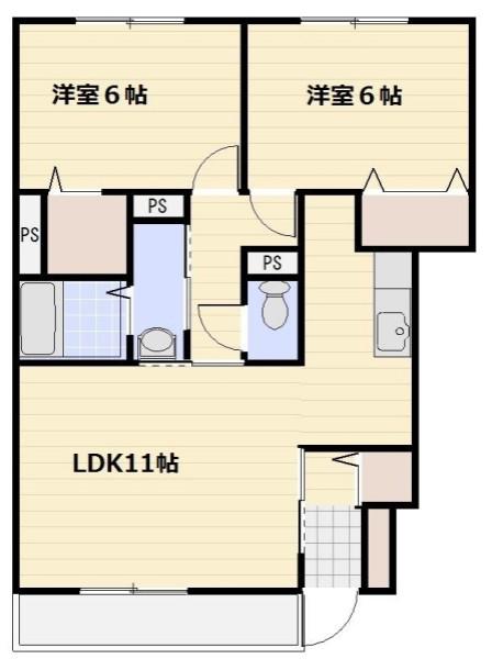 リバーパークB(2LDK/1階)の間取り写真