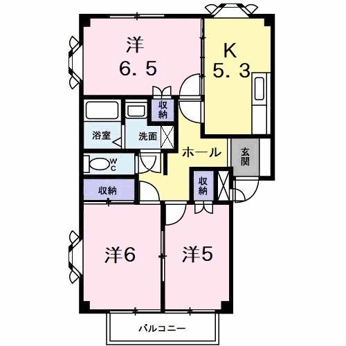 シャルマン北島 B(3DK/1階)の間取り写真