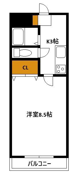 ダイムマンション鈴鹿(1K/3階)の間取り写真