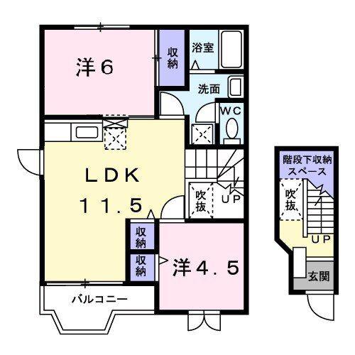 エトワール(2LDK/2階)の間取り写真