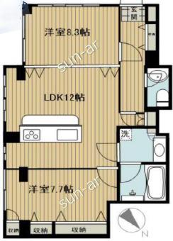 プラザカネコ(2LDK/1階)の間取り写真
