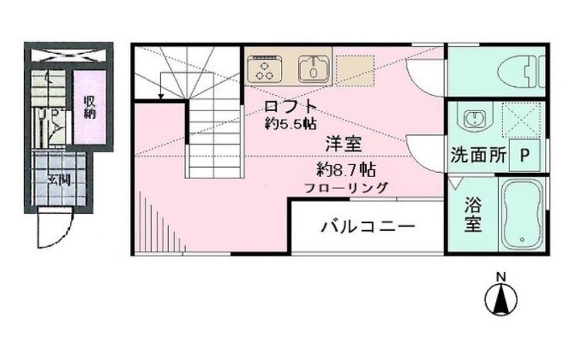 リレイミ(ワンルーム/2階)の間取り写真