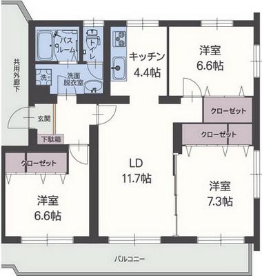 プラテリア(3LDK/2階)の間取り写真