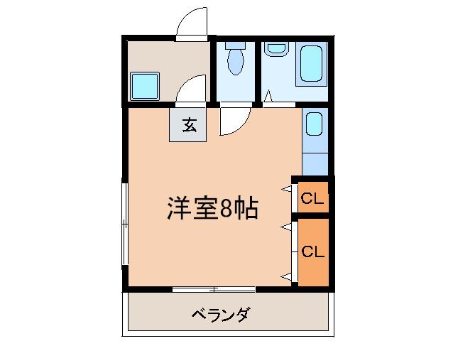 大山ハイツ(ワンルーム/2階)の間取り写真