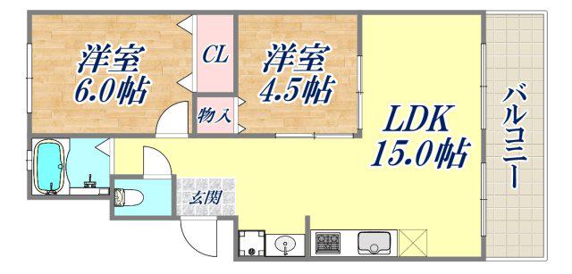 第二松原ビル(2LDK/3階)の間取り写真