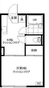 アーバンライフ本町(1K/2階)の間取り写真