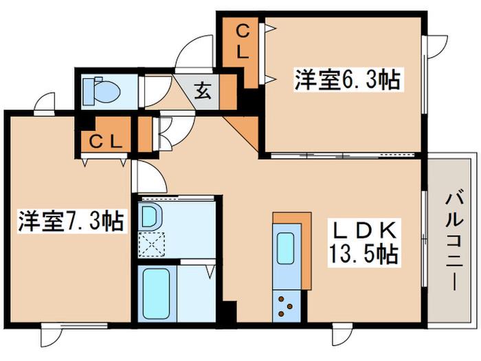 CUORE TK(2LDK/3階)の間取り写真