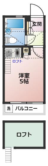 サニーヒルズ(1K/2階)の間取り写真