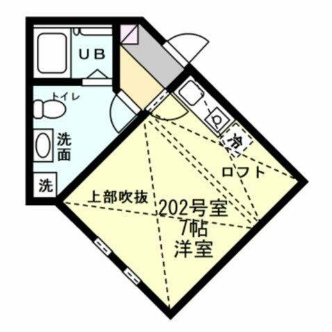 ベイルーム上町屋AB棟(ワンルーム/2階)の間取り写真