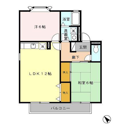 セジュール綾 A棟(2LDK/2階)の間取り写真