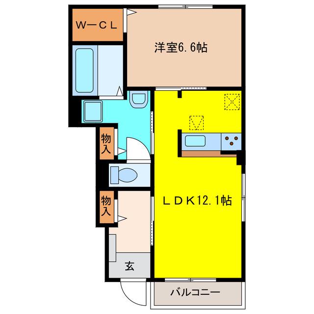 ハーネル(1LDK/1階)の間取り写真