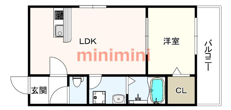 シナジー茨木(1LDK/4階)の間取り写真