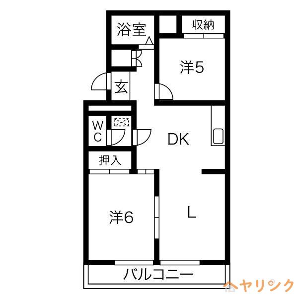パラシオン城下(2LDK/1階)の間取り写真