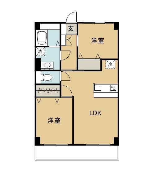 領家コーポラス(2LDK/5階)の間取り写真