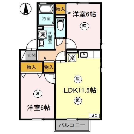 サニーコート義景 B(2LDK/2階)の間取り写真