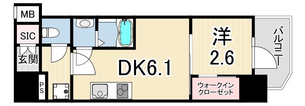 セレニテ西元町アリエ(1DK/12階)の間取り写真