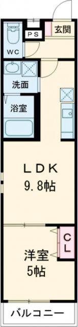 フジパレス堺大浜公園(1LDK/2階)の間取り写真