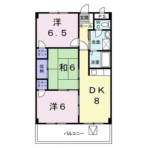 盛島マンションII(3DK/2階)の間取り写真
