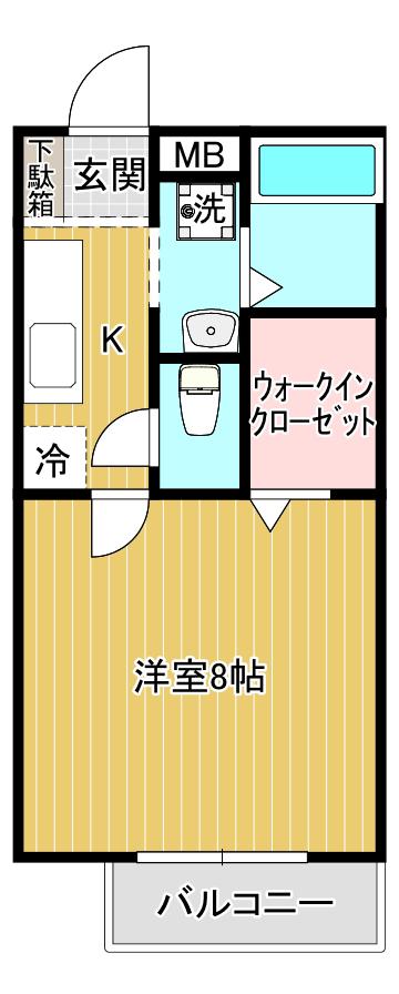 ソレジオ若林(1K/2階)の間取り写真