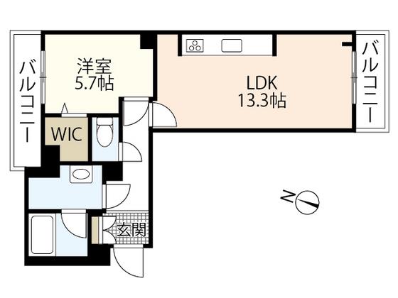 エステラ己斐(1LDK/3階)の間取り写真
