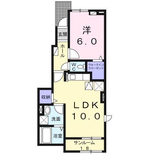 サンガーデン(1LDK/1階)の間取り写真