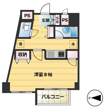 フローラル東葛西Ⅹ(1K/4階)の間取り写真