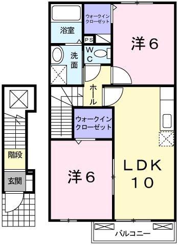 ベルファミーユII(2LDK/2階)の間取り写真