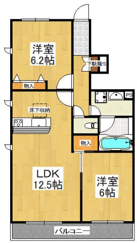ベルアージュ(2LDK/1階)の間取り写真