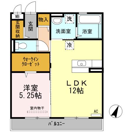 フェリーチェ大岡(1LDK/1階)の間取り写真