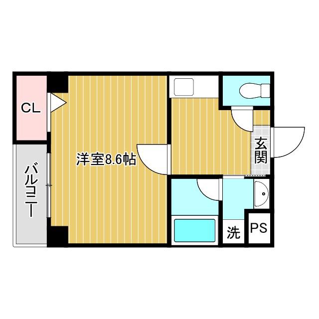 ソリティア桃谷(1K/3階)の間取り写真