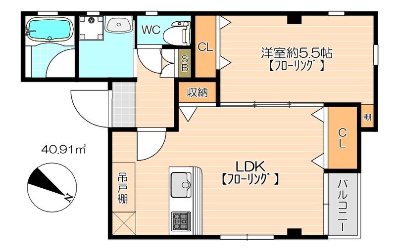 ジェンティーレ博多駅南I(1SLDK/3階)の間取り写真