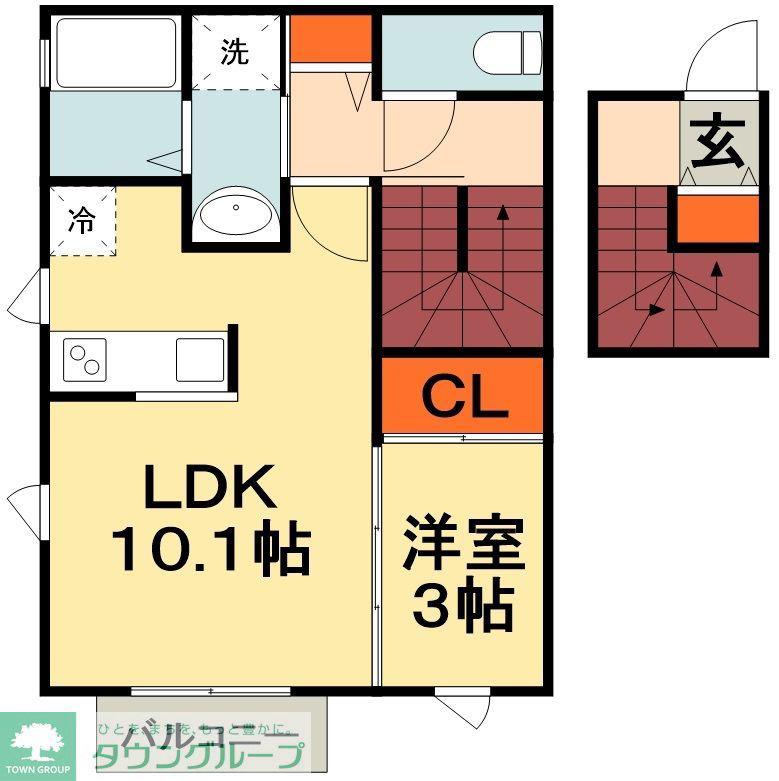 ヴィルヌーブ西船橋III号館(1LDK/2階)の間取り写真