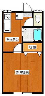 JR総武本線 飯岡駅 徒歩67分 2階建 築34年(1K/2階)の間取り写真