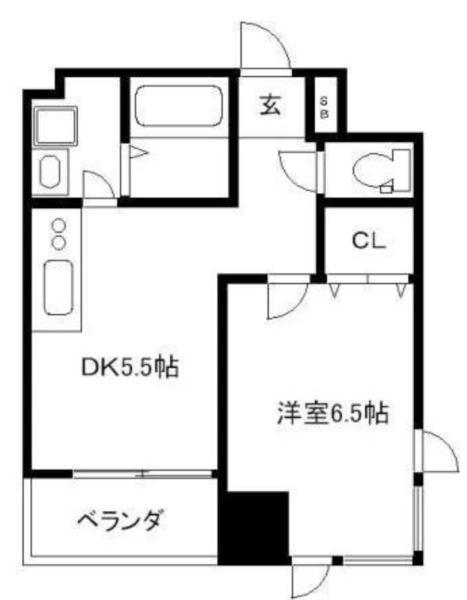 サンズクロス(1DK/6階)の間取り写真