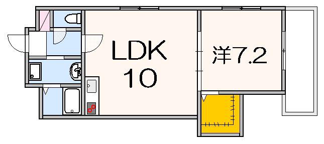 ベルパッソ平和公園(1LDK/2階)の間取り写真