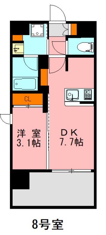 LANDIC M3418(1DK/6階)の間取り写真