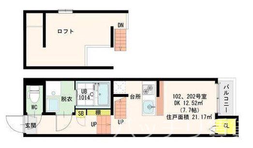 グランドソレーユ吉塚(1K/1階)の間取り写真