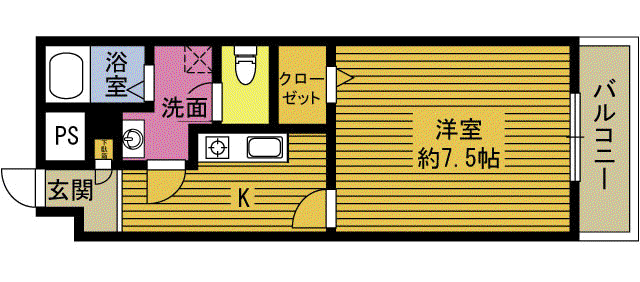パルティール石垣(1K/2階)の間取り写真