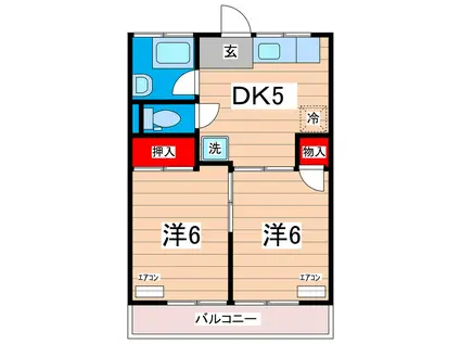 第2大窪荘(2DK/2階)の間取り写真
