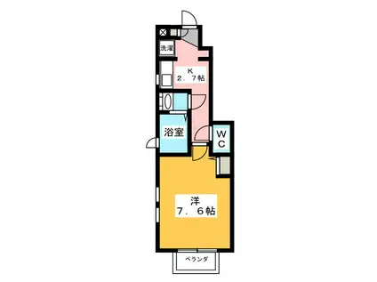 フォートリーB(1K/1階)の間取り写真