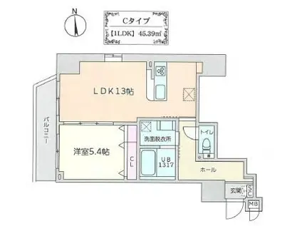 ケイヴユシマ(1DK/10階)の間取り写真