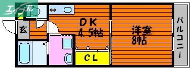 クルーズイン(1DK/3階)の間取り写真