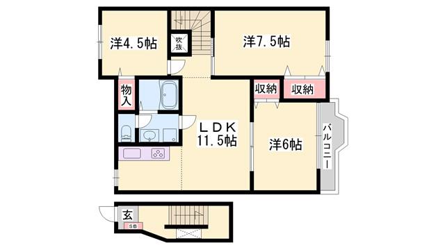 ル・クプル・プラースII(3LDK/2階)の間取り写真